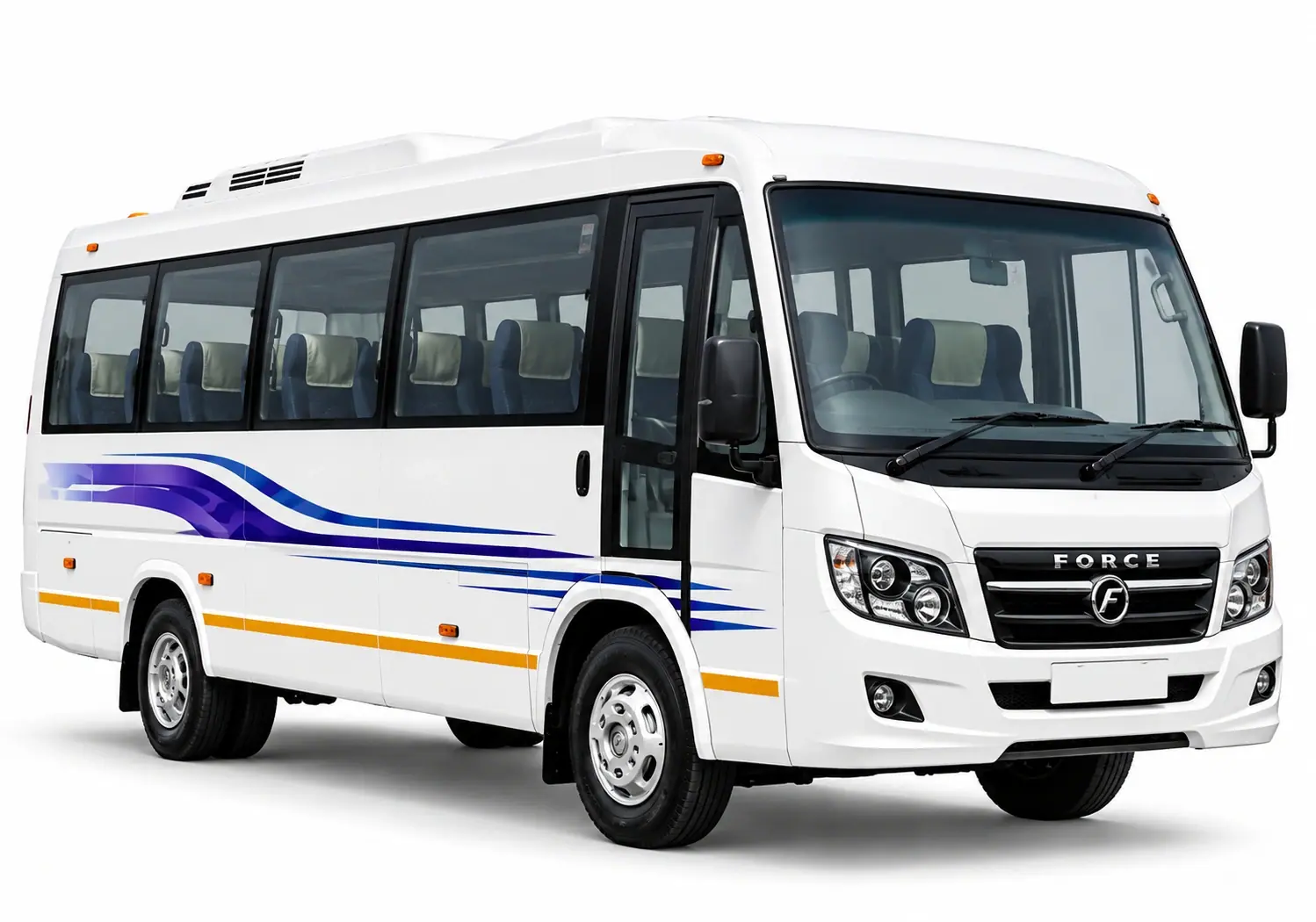 Modern White Force Minibus Studio Portrait